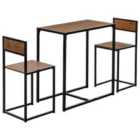 Harbour Housewares Industrial 2 Seater Breakfast Bar Set - Brown
