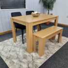Kosy Koala Dining Table And 2 Chairs With Bench Oak Effect Wood 2 Black Velvet Chairs