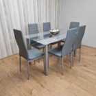 Dining Table and 6 Chairs Modern Grey Glass Table With 6 Grey Chairs Dining Room Furniture