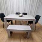 Kosy Koala Dining Table And 4 Chairs With Bench Grey 4 Black Velvet Chairs Wood