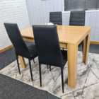 Kosy Koala Dining Table And 4 Chairs Oak Effect Wood 4 Black Leather Chairs