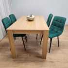 Kosy Koala Of 4 Oak Effect Dining Table And 4 Green Velvet Chairs