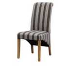 Heartlands Furniture Kingsland Fabric Chair Solid Rubberwood Brown & Grey Stripe