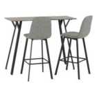 Seconique Quebec Bar Table Set (x2 Stools) - Concrete Effect/Grey PU