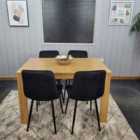 Kosy Koala Dining Table And 4 Chairs Oak Effect Wood 4 Black Velvet Chairs