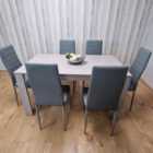 Kosy Koala Modern Grey Rectangle Dining Table Set With 6 Grey Chairs Dining Room Furniture