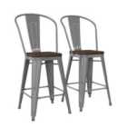 Luxor 24" Metal Counter Stool (2Pk)silver