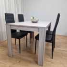Kosy Koala Modern Grey Rectangle Dining Table Set With 4 Black Metal Chairs Dining Room Furniture