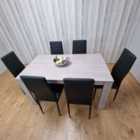 Kosy Koala Modern Grey Rectangle Dining Table Set With 6 Black Chairs Dining Room Furniture Set