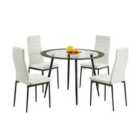 Heartlands Furniture Acodia Pu Chairs With White Pu & Black Frame - Set Of 4