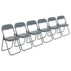 Harbour Housewares Padded Folding Chairs - Grey - Pack of 6