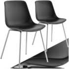 Tectake Mave Dining Chair Black And Chrome Set Of 2