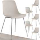 Tectake Mave Dining Chair Taupe And Chrome Set Of 6