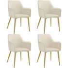 Tectake Avane Dining Chair Beige Set Of 4
