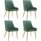 Tectake Avane Dining Chair Green Set Of 4