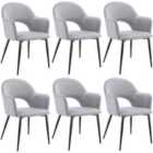 Tectake Sachel Dining Chair Light Grey Set Of 6