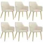 Tectake Avane Dining Chair Beige Set Of 6