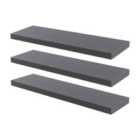 Harbour Housewares Modern Floating Wall Shelves - 80Cm - Grey - Pack Of 3