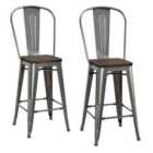 Luxor 24" Metal Counter Stool (2Pk) Gun Metal