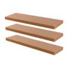 Harbour Housewares Modern Floating Wall Shelves - 80Cm - Brown - Pack Of 3