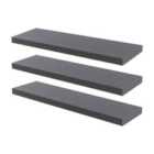 Harbour Housewares Modern Floating Wall Shelves - 100Cm - Grey - Pack Of 3