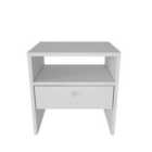 Decorotika Nova Bedside Table Nightstand With Drawer And Open Shelf - White