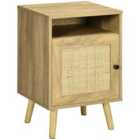 HOMCOM Nightstand, Rattan Bedside Table - Natural