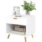 Homcom Small Table With Drawer, Open Compartment And Handle, White