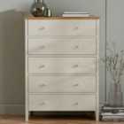Julian Bowen Coxmoor 5 Drawer Wide Chest - Ivory And Oak