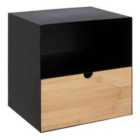 Furniture To Go Joliet 1 Drawer Wallmounted Bedside Table In Black & Bamboo