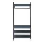 Zahra Open Wardrobe With 4 Shelves - Dark Grey