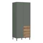 Furniture To Go Darwin Wardrobe 2 Door 2 Drawer In Green/Oak