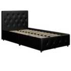 Dakota Bed With Storage Drawers Black Pu Single