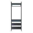 Zahra Open Wardrobe With 4 Shelves - Dark Grey