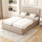 Aspire Olivier Electric Adjustable Bed Upholstered With Pocket Sprung Mattress UK Made, Eire Linen Natural, Size King