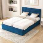 Aspire Grant Electric Adjustable Bed Upholstered With Pocket Sprung Mattress UK Made, Plush Navy, Size King