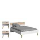 Furniture To Go Oslo 3 Piece Bedroom Set, Dbl Bed White & Oak