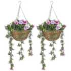 Homcom Set Of 2 Artificial Plants, Azalea Flowers In Basket