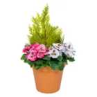 Greenbrokers Artificial Pink & White Pansy Terracotta Patio Planter 60Cm/24In
