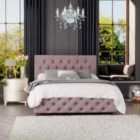Laurence Llewelyn Bowen Luna Ottoman Storage Bed Plush Velvet Blush Single