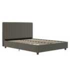 Charis Upholstered Bed L/Grey Linen - King