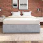 Aspire Platform Ottoman Bed, Flat Packed Frame, Plush Light Silver, Size Small Double