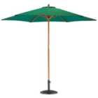 Harbour Housewares Wooden Garden Parasol & Base Set - 2.7m - Green