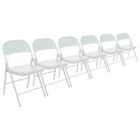 Harbour Housewares Metal Folding Chairs - Matt White - Pack of 6