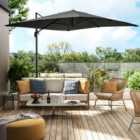 Garden Sanctuary Outdoor Large Square Canopy Rotating Cantilever Parasol, Dark Grey