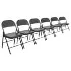 Harbour Housewares Metal Folding Chairs - Matt Black - Pack of 6