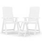 vidaXL 3 Piece Garden Dining Set White Polypropylene