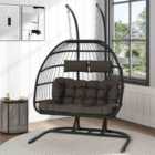 Garden Sanctuary Outdoor Hanging 2-Seater Egg Chair w/ U-Shaped Stand