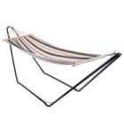 Harbour Housewares Garden Spreader Bar Hammock with Stand - Navy Stripe