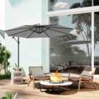 Garden Sanctuary 3M Outdoor Large Banana Cantilever Patio Parasol Umbrella, Grey